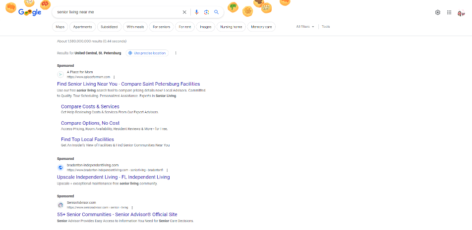 assisted living google search results